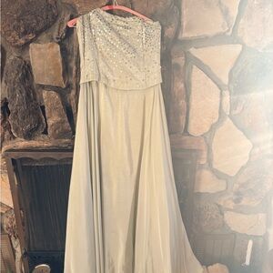 Scott McClintock Cream Sequin Prom Dress